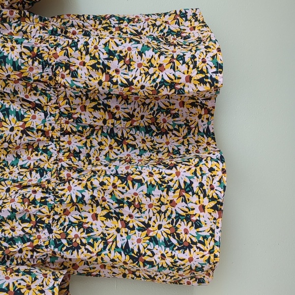 Large Melrose and Market Floral Flower Top Shirt Pink Green Black Cotton - Picture 7 of 14